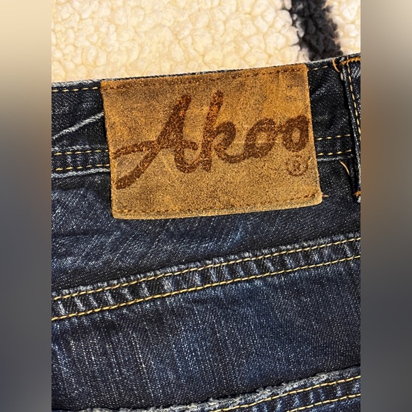 Akoo No Rivals Men's Dark Blue Distressed Jeans sz 40 - Picture 7 of 12